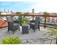 Salottino da esterno Jupiter, Set da giardino con cuscini, Salottino effetto rattan, 100% Made in Italy, Antracite