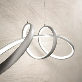 Lampada a sospensione LUMEN a LED in metallo Silver - Piccolo 85 cm