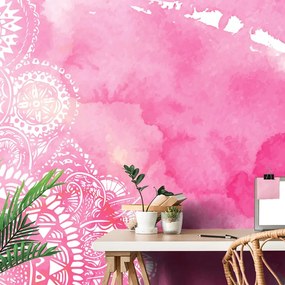 Carta da parati – Mandala acquerello rosa