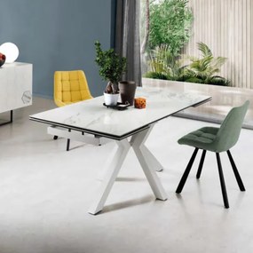 Tavolo cucina allungabile 240 cm piano grčs porcellanato Bianco JACKY