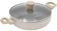 Tegame 28 cm taupe scritta Cooking Therapy con coperchio