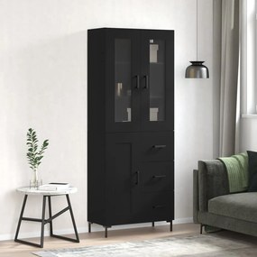 Credenza Nera 69,5x34x180 Cm İn Legno Multistrato /