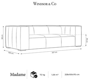 Divano in pelle marrone chiaro 227 cm Madame - Windsor &amp; Co Sofas