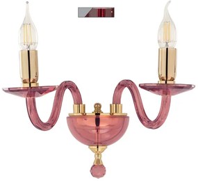 Applique PAGANINI a 2 Luci in vetro lavorato a mano 38 cm Rubino