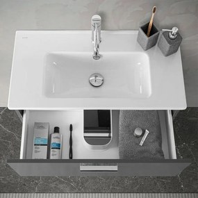Mobile bagno sospeso 80 antracite lucido con lavabo e specchio Miami