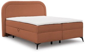 Letto boxspring arancione con contenitore 200x200 cm Ornes – Ropez