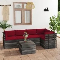 Set Divani da Giardino su Pallet 6 pz con Cuscini Massello Pino 3061956