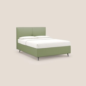 Greta letto contenitore dimensioni SLIM con testata trapuntata in ecopelle impermeabile T04 verde