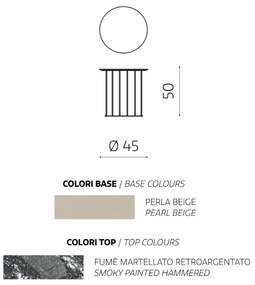 Tavolino tondo D45 cm con base in metallo Beige e piano in vetro martellato Fumč MUTE