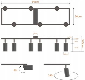 Faretto 6xGU10/30W/230V nero