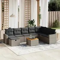 Set Divano da Giardino 9 pz con Cuscini Grigio in Polyrattancod mxl 89740