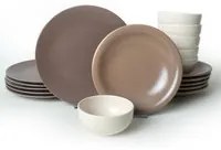 Set tavola bianco e sabbia 18 pezzi in ceramica