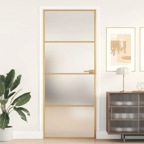 Porta Interni Sottile Oro 83x201,5cm Vetro Temperato Alluminio /