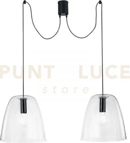 Lampadario a sospensione ares trasparente 2 luci attacco e27 2x250c...