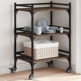 Carrello Cucina Rovere Marrone 50x35x75,5 Cm Legno Multistrato /