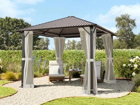 TOOLPORT Gazebo da giardino 3x3m, Hardtop, 4 teli laterali, crema - (300220)