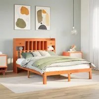 Letto Libreria senza Materasso Marrone Cera 140x200 cm in Pino 3322619