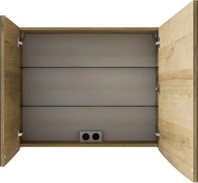 Specchio Contenitore Con Illuminazione PELIPAL rovere riviera L 85 x H 70 x P 17 cm, completo di presa ed interuttore