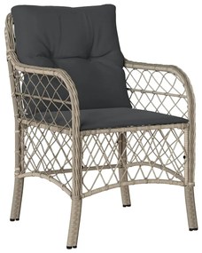 Sedie da Giardino con Cuscini 2 pz Grigio Chiaro in Polyrattan