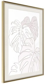 Poster  Beige Leaves  Cornice Quadri Cornice d'oro con passe-partout, Larghezza x Altezza Home decor 40x60