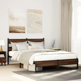 Giroletto Senza Materasso İn Metallo Rovere Marrone 140x190 Cm /
