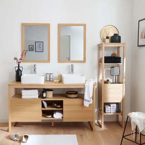 Mobile da bagno sotto lavabo HOMESIGHT Niyama rovere L 140 x H 78 x P 50 cm 2 ante, lavabo non incluso