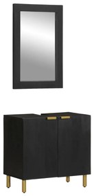 Set Mobili Da Bagno 2 Pz Nero İn Legno Multistrato /