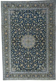 Kashan Tappeto 290 x 420 Blu (Iran) Annodato A Mano