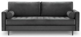 Divano in velluto grigio scuro, 219 cm Santo - Milo Casa