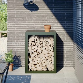 Rastrelliera Per Legna Da Ardere Verde 60x40x80 Cm İn Acciaio /