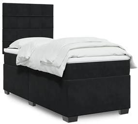 Giroletto A Molle Con Materasso Nero 90x190 Cm İn Velluto /