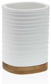 Portaspazzolini da Denti Versa Bianco Resina Bambù 7,6 x 10,6 x 6,7 cm
