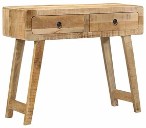 Tavolo Consolle 90x32x75 Cm İn Legno Massello Di Mango Grezzo /