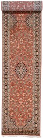 Cashmere Silk Tappeto 360x60 Blu (Indian) Annodato A Mano