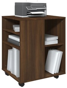 Armadietto con ruote rovere marrone 60x53x72 cm in legno