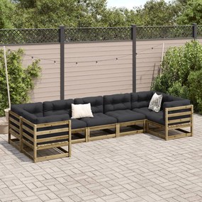 Set divani da giardino 7 pz in legno impregnato di pino