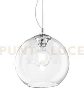 Nemo sospensione 1 luce attacco e27 40cm in vetro soffiato trasparente