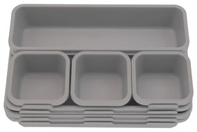 Set di 8 organizzatori per cassetti in plastica grigi - Addis