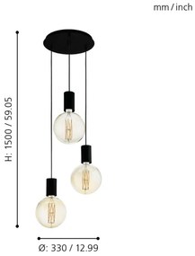 Eglo 98663 - Lampadario a sospensione con filo POZUETA 3xE27/40W/230V
