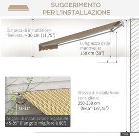 Tenda da Sole per Esterno Avvolgibile a Bracci 350x250 cm con Apertura a Manovella Giallo...