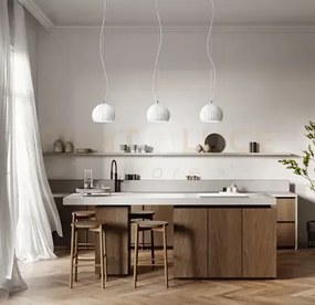 Minea sospensione in gesso e metallo bianco verniciabile 1 luce att...