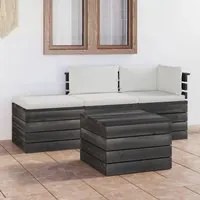 Set Divani da Giardino su Pallet 4 pz con Cuscini Massello Pino 3061781