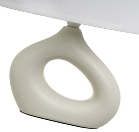 Lampada da tavolo in ceramica bianca e beige con paralume in tessuto (altezza 30 cm) - Casa Selección