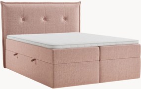 Letto boxspring in ciniglia fatto a mano con contenitore Aussie, H3