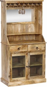 STILLER - mobile in legno di mango con 2 ante, 2 cassetti e porta bicchieri