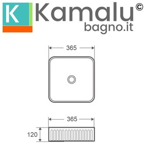 Kamalu - lavabo bagno scanalato 36.5 cm in ceramica | kls-3650r