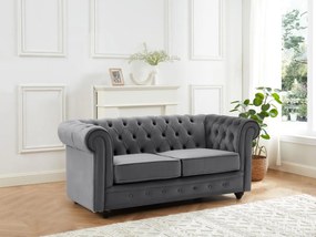 Divano 2 posti in Velluto Antracite - CHESTERFIELD