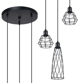 Sollux SL.1166 - Lampadario a sospensione con filo SUBA 3xE27/15W/230V nero