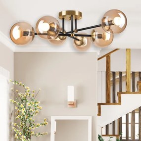Lampadario a plafone MALENA 6xE14/5W/230V oro/nero/fumé beige