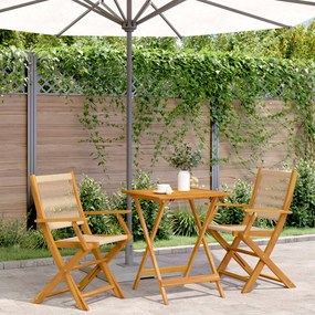 Set Da Bistrot 3pz Beige İn Polipropilene E Legno Massello /